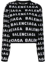 Balenciaga pull à logo en intarsia - Noir - thumbnail