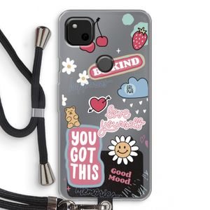 Positivity: Pixel 4a Transparant Hoesje met koord