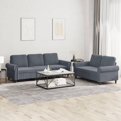 2-delige Loungeset met kussens fluweel donkergrijs