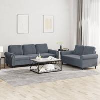 2-delige Loungeset met kussens fluweel donkergrijs