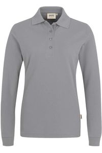 HAKRO 215 Regular Fit Dames poloshirt met lange mouwen grijs, Effen