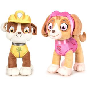 Paw Patrol knuffels set van 2x karakters Rubble en Skye 27 cm