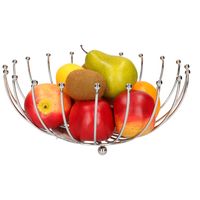 Fruitschaal/fruitmand rond zilver metaal 32 cm - thumbnail