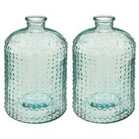 Bloemenvaas - 2x - Apotheker Fles model - transparant - 3D glas - H32 x D18 cm