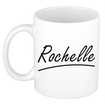 Naam cadeau mok / beker Rochelle met sierlijke letters 300 ml Naam cadeau mok / beker Rochelle met sierlijke letters 300 ml
