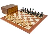 Oud Engels Elite Ebbenhout Mahonie Schaakset