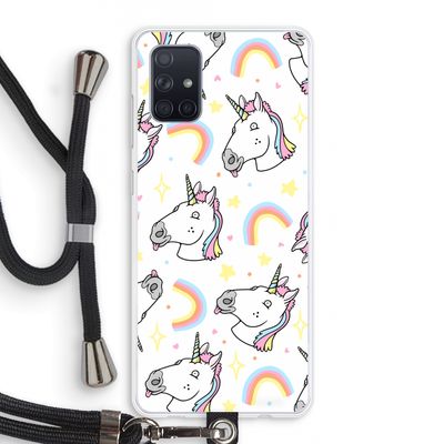 Rainbow Unicorn: Samsung Galaxy A71 Transparant Hoesje met koord