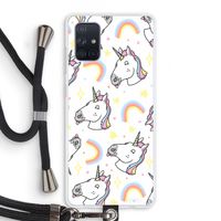 Rainbow Unicorn: Samsung Galaxy A71 Transparant Hoesje met koord