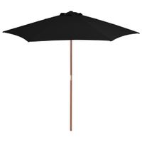VidaXL Parasol met houten paal 270 cm zwart