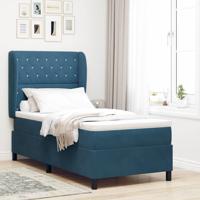 Boxspringbed met matras fluweel donkerblauw 100x200 cm