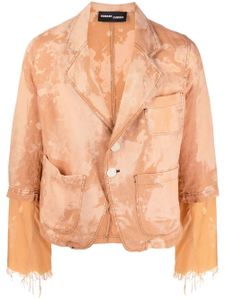 Edward Cuming cropped sleeve bleach blazer - Marron