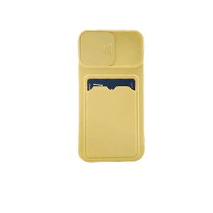 iPhone 13 hoesje - Backcover - Pasjeshouder - Portemonnee - Camerabescherming - TPU - Geel
