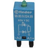 Finder Steekmodule Met LED, Met vrijloopdiode 99.80.9.024.99 Lichtkleur (naam): Groen Geschikt voor model: Finder 94.54.1, Finder 94.84.3, Finder 95.85.3,