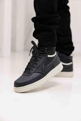 Nike Court Vision Mid Sneakers Heren Donkergrijs - Maat 44.5 - Kleur: Donkergrijs | Soccerfanshop