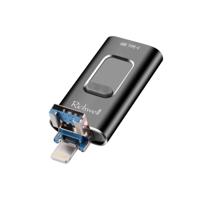 Richwell 3 in 1 128G type-C + 8 pin + USB 3 0 Metal push-pull Flash Disk met OTG functie (zwart)
