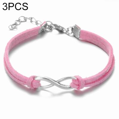 3 STKS vrouwen mode symbool Word 8 bindgaren armbanden (roze)