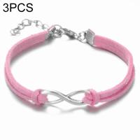 3 STKS vrouwen mode symbool Word 8 bindgaren armbanden (roze)