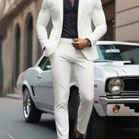 Bon&Bon Mode Men's White Regular Fit Suit - Blazer and Pants Set White / L