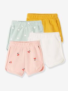 Set van 4 badstof shorts voor baby's safraangele set