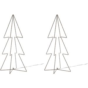 2x stuks verlichte figuren 3D kerstbomen / lichtbomen 91 cm voor buiten