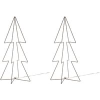 2x stuks verlichte figuren 3D kerstbomen / lichtbomen 91 cm voor buiten