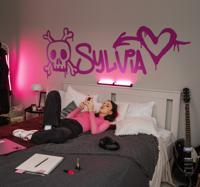 Naam graffiti sticker hart en schedel