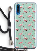 Flamingoprint groen: Samsung Galaxy A50 Transparant Hoesje met koord Flamingoprint groen: Samsung Galaxy A50 Transparant Hoesje met koord