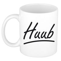 Naam cadeau mok / beker Huub met sierlijke letters 300 ml - thumbnail