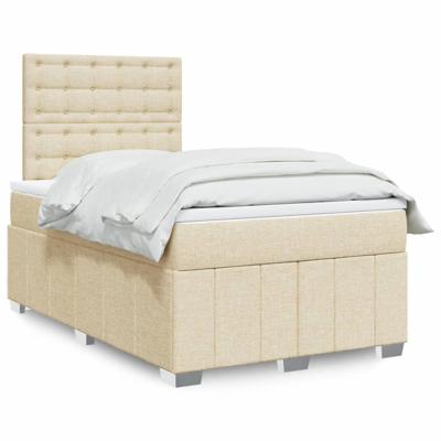 Boxspring met matras stof crèmekleurig 120x200 cm