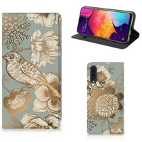 Smart Cover voor Samsung Galaxy A50 Vintage Bird Flowers - thumbnail