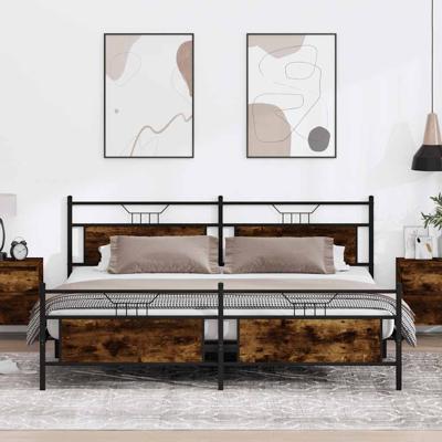 Bedframe zonder matras metaal gerookt eikenkleurig 200x200 cm