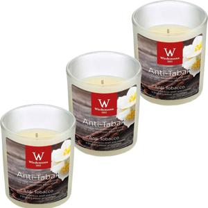 Trend Candles Geurkaars - 3x - in glas - Anti tabac aroma - 25 branduren - 7 x 8 cm