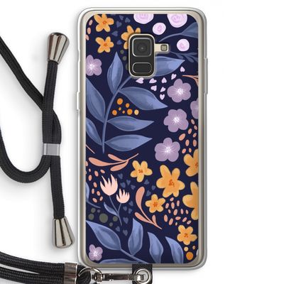 Flowers with blue leaves: Samsung Galaxy A8 (2018) Transparant Hoesje met koord