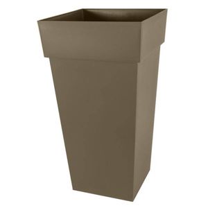 Bloempot Toscane vierkant kunststof taupe L43 x B43 x H80 cm - Plantenpotten