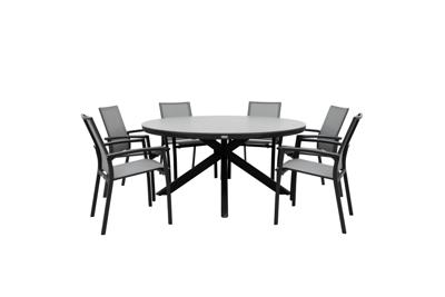 Qopps Ziggy tuintafel met 6 Tampa stapelbare tuinstoel