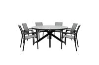 Qopps Ziggy tuintafel met 6 Tampa stapelbare tuinstoel