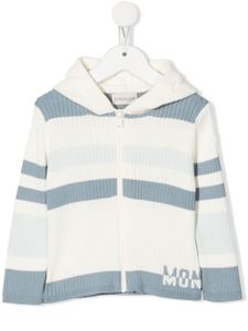 Moncler Enfant cardigan rayé en maille nervurée - Blanc