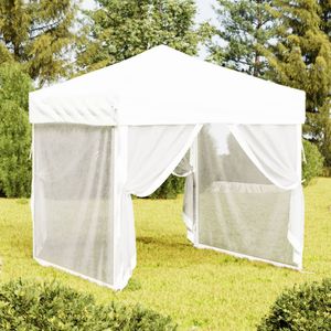 Partytent inklapbaar met zijwanden 2x2 m wit