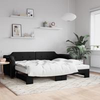 Slaapbank met onderschuifbed 90x190 cm stof zwart