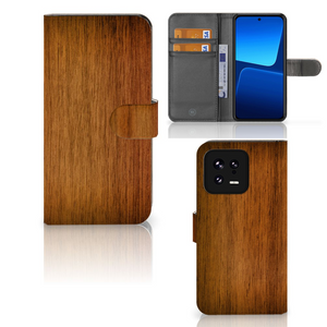 Xiaomi 13 Book Style Case Donker Hout