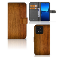 Xiaomi 13 Book Style Case Donker Hout - thumbnail