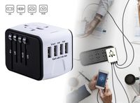 Universele Wereldstekker met 4 USB Poorten - Internationale Reisstekker voor 150+ landen - Wit Universele Wereldstekker met 4 USB Poorten - Internationale Reisstekker voor 150+ landen - Wit