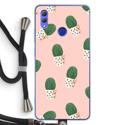 Cactusprint roze: Honor Note 10 Transparant Hoesje met koord