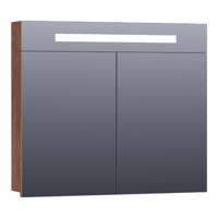 Brauer Promise Spiegelkast - 80 cm - met Directe Verlichting - 2 Enkelzijdige Spiegeldeuren - Forest Cacao