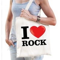Katoenen tasje I love rock wit voor dames en heren   - - thumbnail