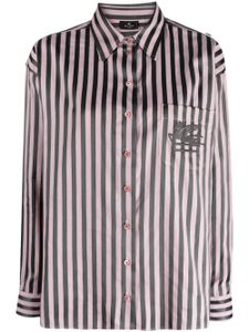 ETRO Pegaso-embroidered striped shirt - Rose