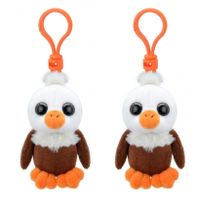 Set van 2x stuks pluche mini knuffel vogel adelaar sleutelhanger 9 cm - thumbnail