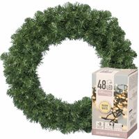 Kerstkrans groen 35 cm incl. verlichting warm wit 4m - Kerstkransen