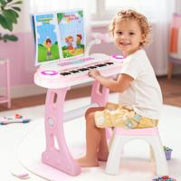 Pianotoetsenbord met 37 Toetsen Elektrisch Kinderkeyboard Opname en Weergave Pianospeelgoed met Microfoon Standaard en Kruk