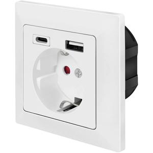 LogiLink PA0262 Stopcontact (onderbouw) Met USB-laaduitgang, Kinderbeveiliging Wit